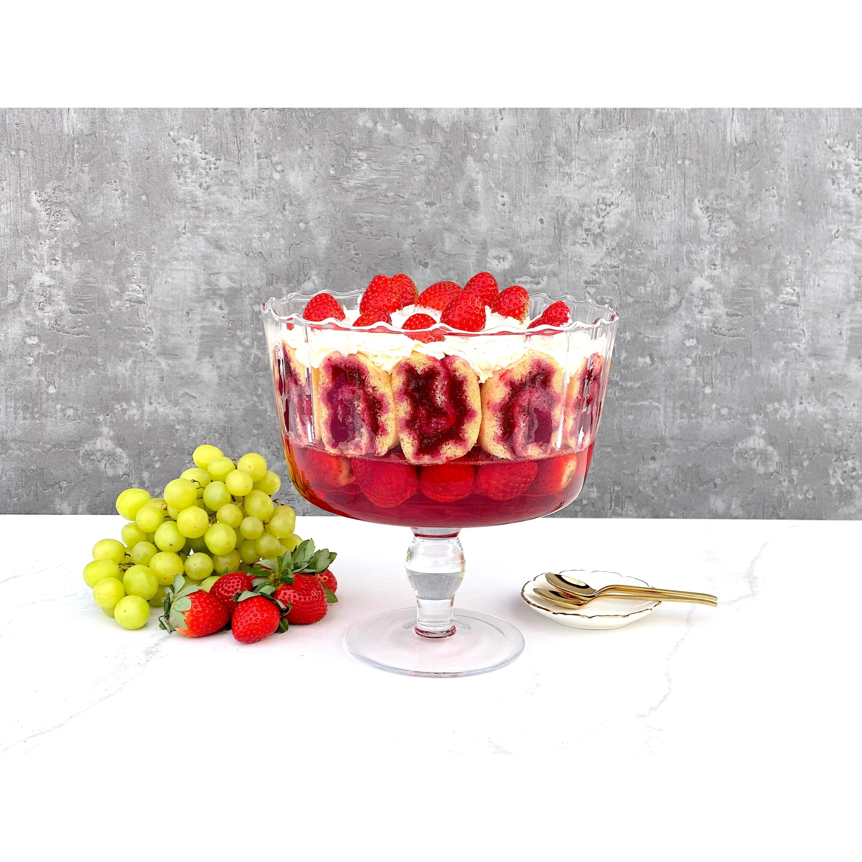 Large Glass Trifle Bowl, w/ Scallop Design-9D-168 Oz.-Majestic Gifts - 168 Oz.