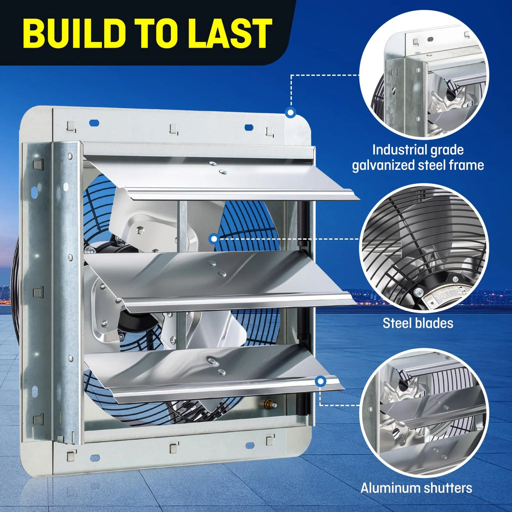 ILIVING 12" Wall Mounted Exhaust Fan with Thermostat