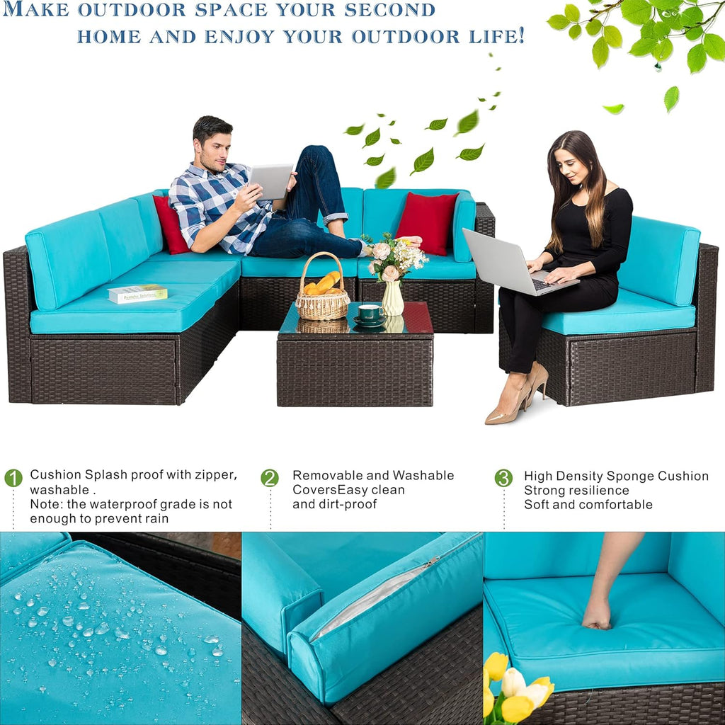 VONGRASIG 5 Piece All-Weather Patio Furniture Set with Ottoman