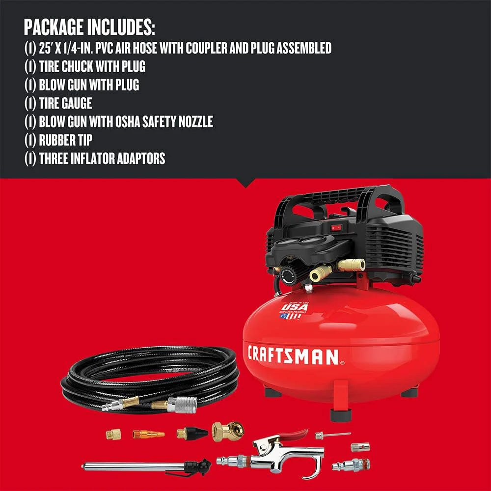 CRAFTSMAN Air Compressor 6 Gallon Pancake Oil-Free Kit