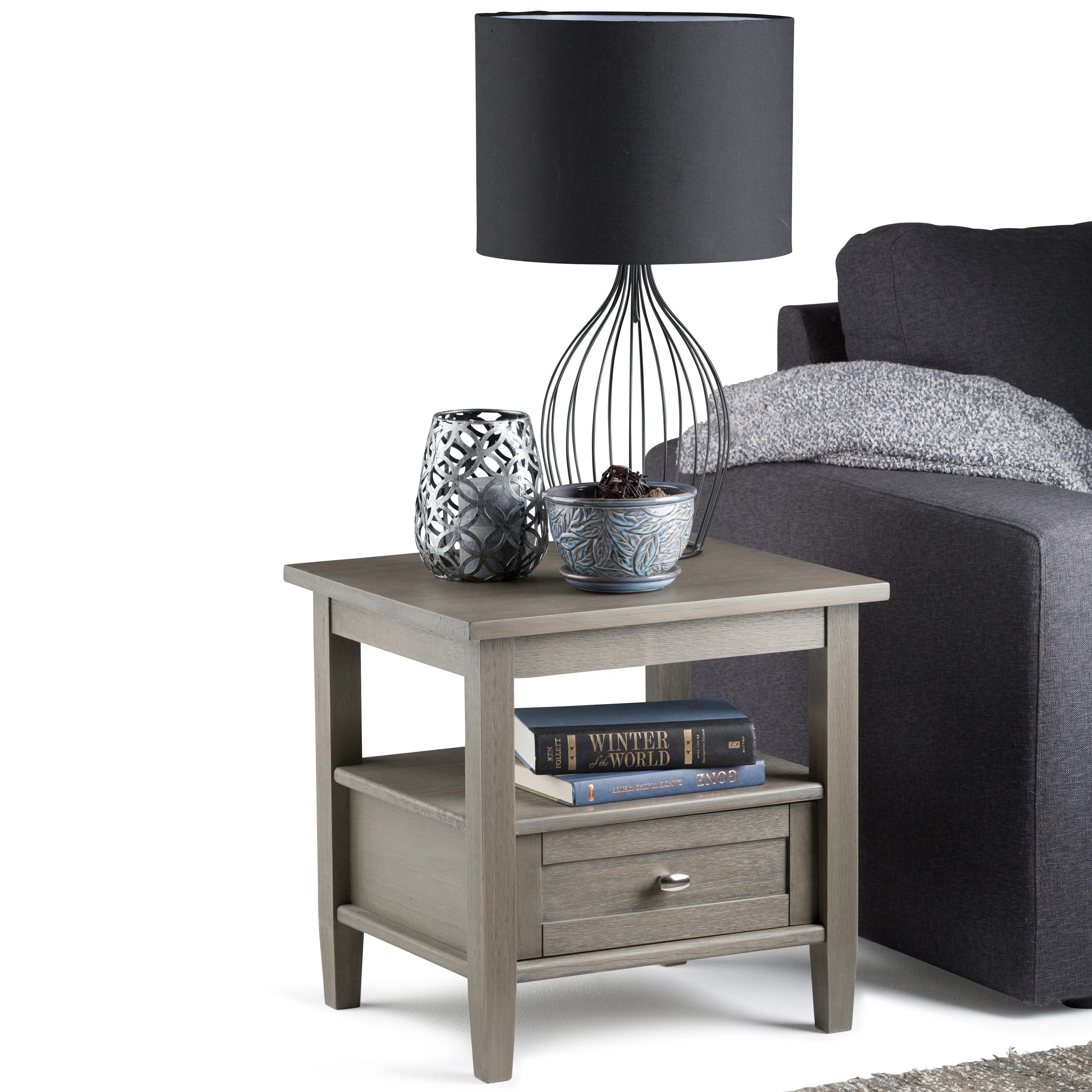 WYNDENHALL Norfolk SOLID WOOD 20 inch Wide Rectangle Transitional End Side Table - 20 inch Wide