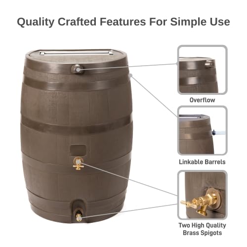 RTS Home Accents 50-Gallon Rain Barrel with Brass Spigot