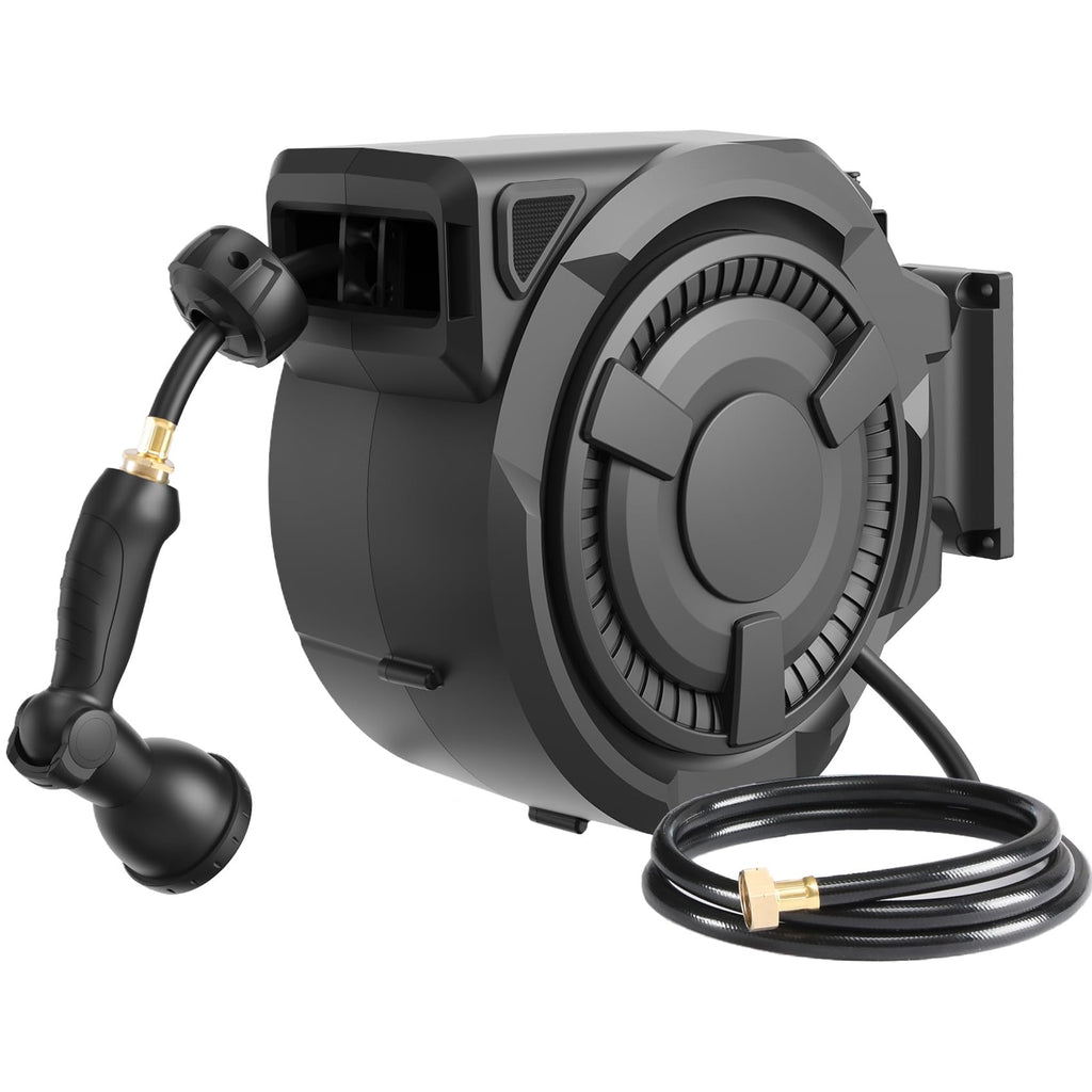 Hose Reel 1/2 in x 100 ft, 180掳 Swivel Wall-Mounted Garden Hose Reel