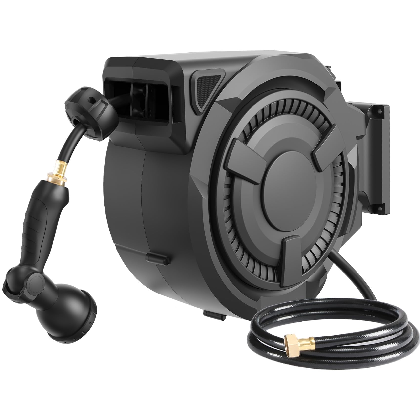 Hose Reel 1/2 in x 100 ft, 180掳 Swivel Wall-Mounted Garden Hose Reel