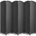 Sorbus 6 Panel Room Divider Tall Privacy Partition Screen Extra Wide Double Hinged Mesh Hand-Woven Folding Wall Divider - 6ft