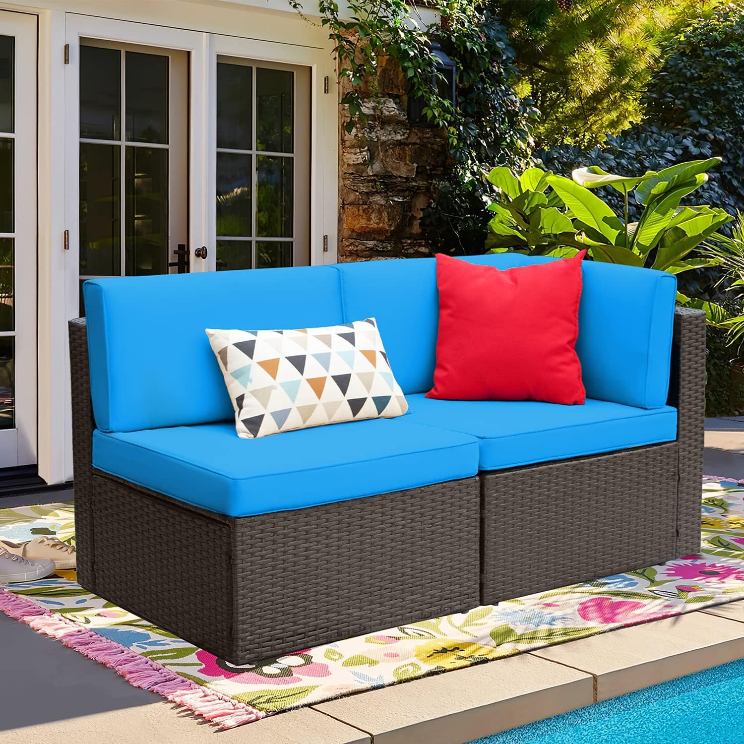 DEVOKO 5 Pieces All-Weather Patio Furniture Set with Cushions