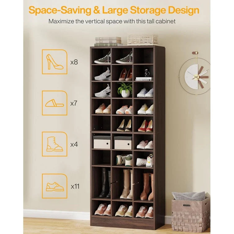 30 Pairs Tall Shoe Cabinet, 10 Tiers White Wooden Shoe Storage Rack for Closet, Entryway - 10-tier