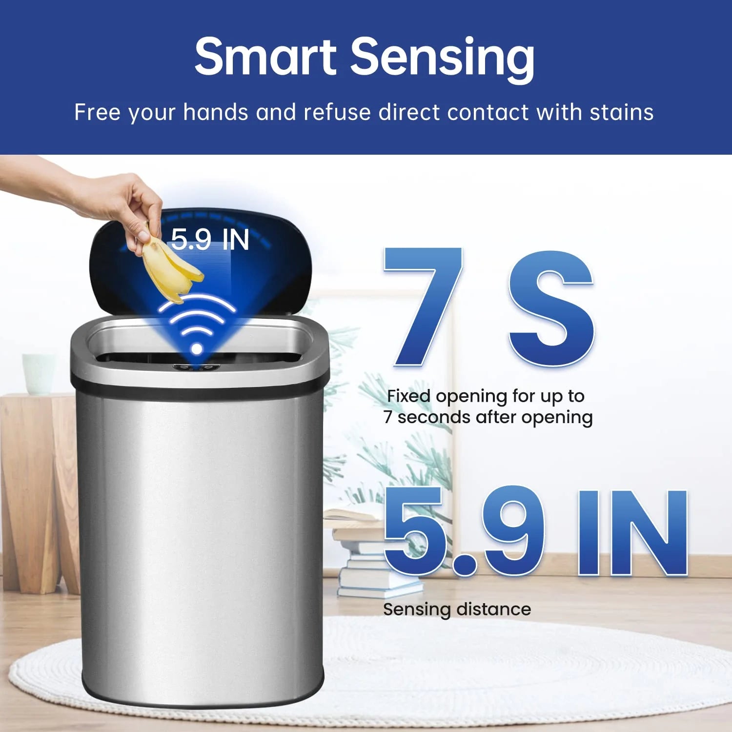 Kitchen Trash Can with Lid, 13 Gallon Automatic Garbage Can