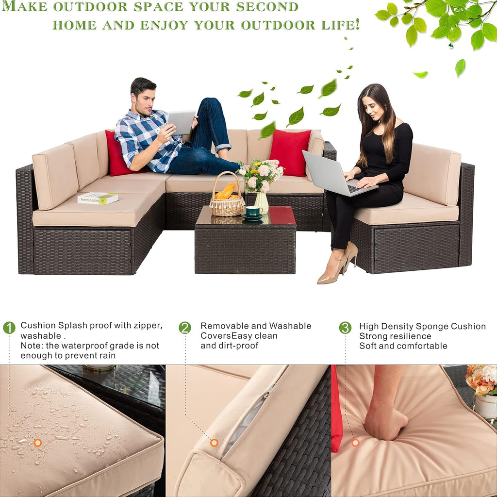 VONGRASIG 5 Piece All-Weather Patio Furniture Set with Ottoman