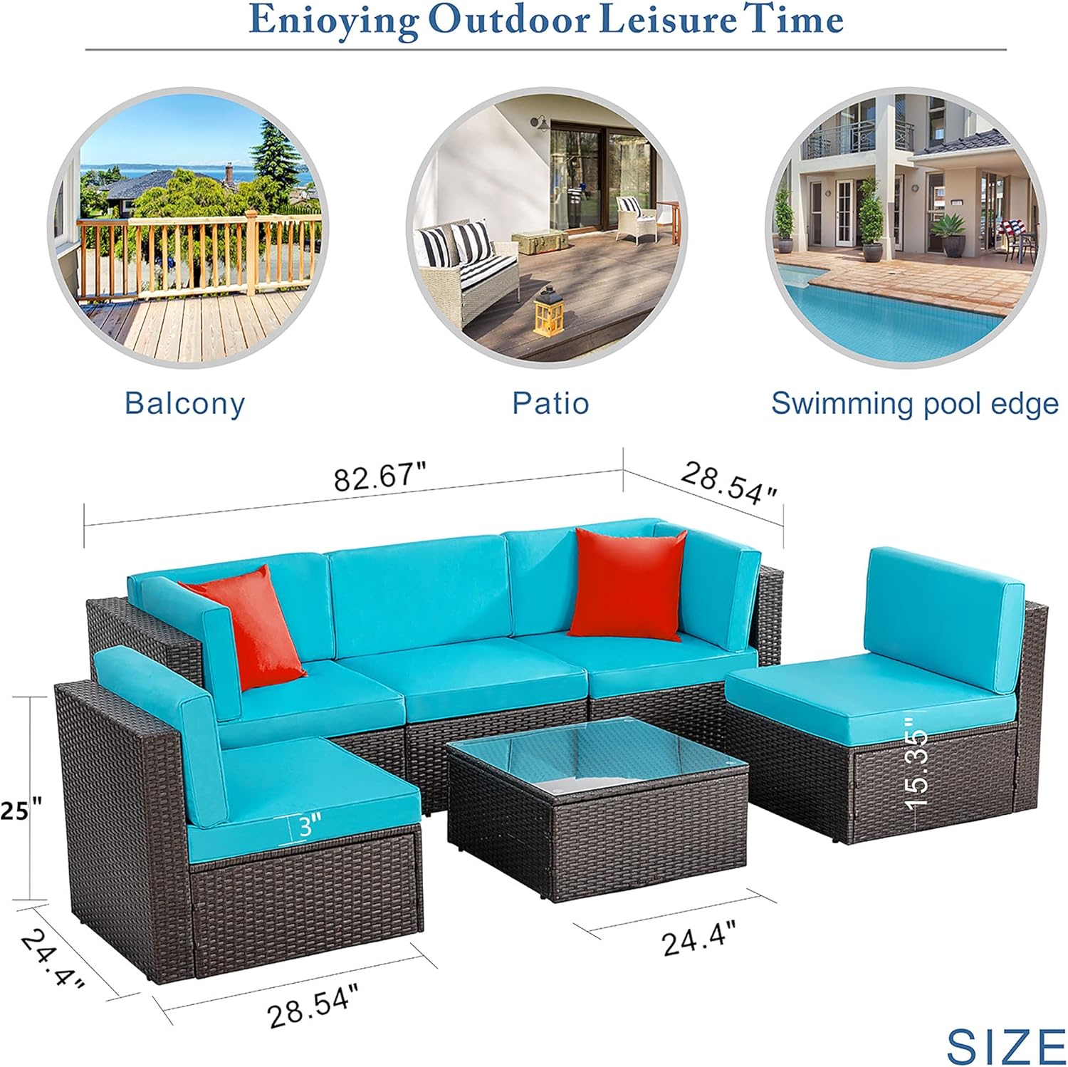 VONGRASIG 5 Piece All-Weather Patio Furniture Set with Ottoman
