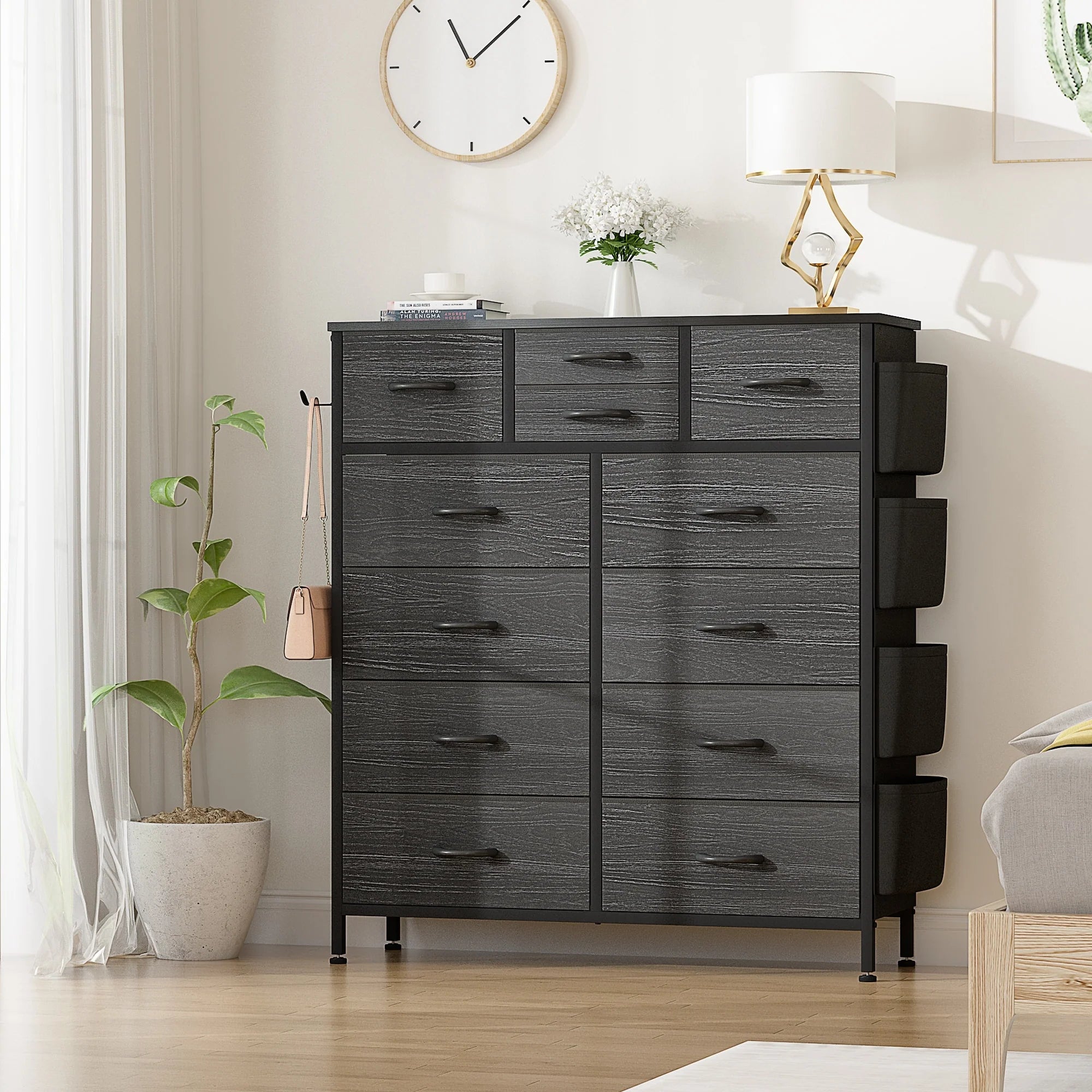 12 Drawer Dresser Fabric Tall Dressers for Bedroom Chest of Drawers