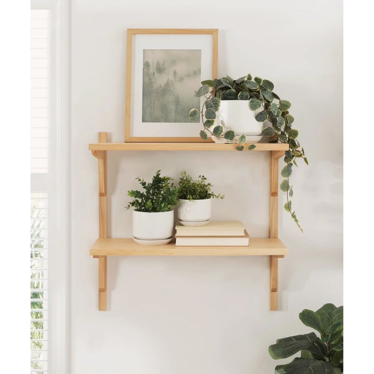 Kate and Laurel Meridien Mid-Century Wall Shelves - 24x8x24
