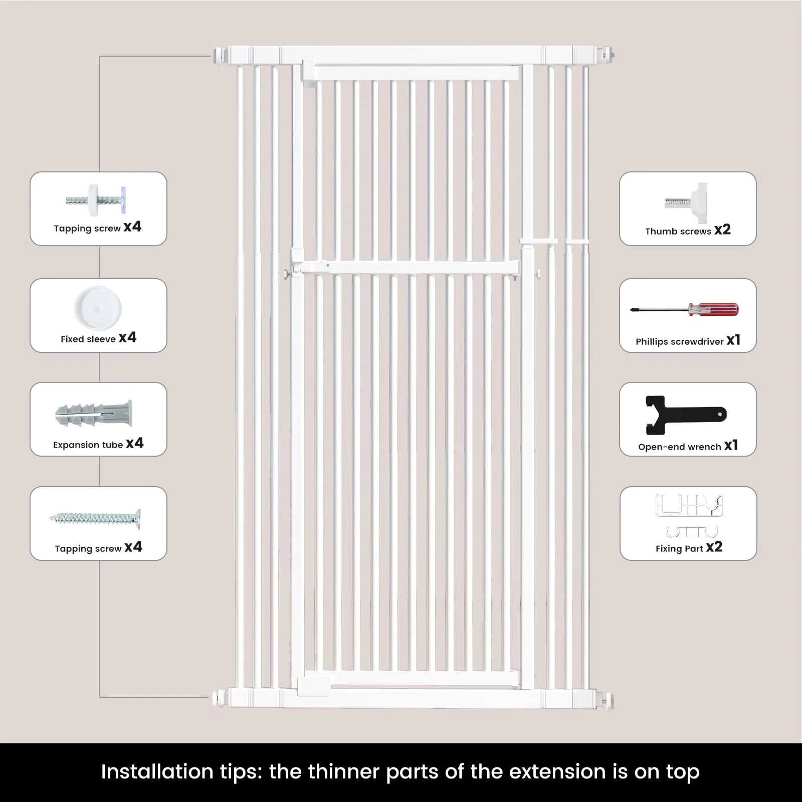 GARDNER PET Extra Tall Cat Gate 51"-87" - Wide Adjustable Safety Gate