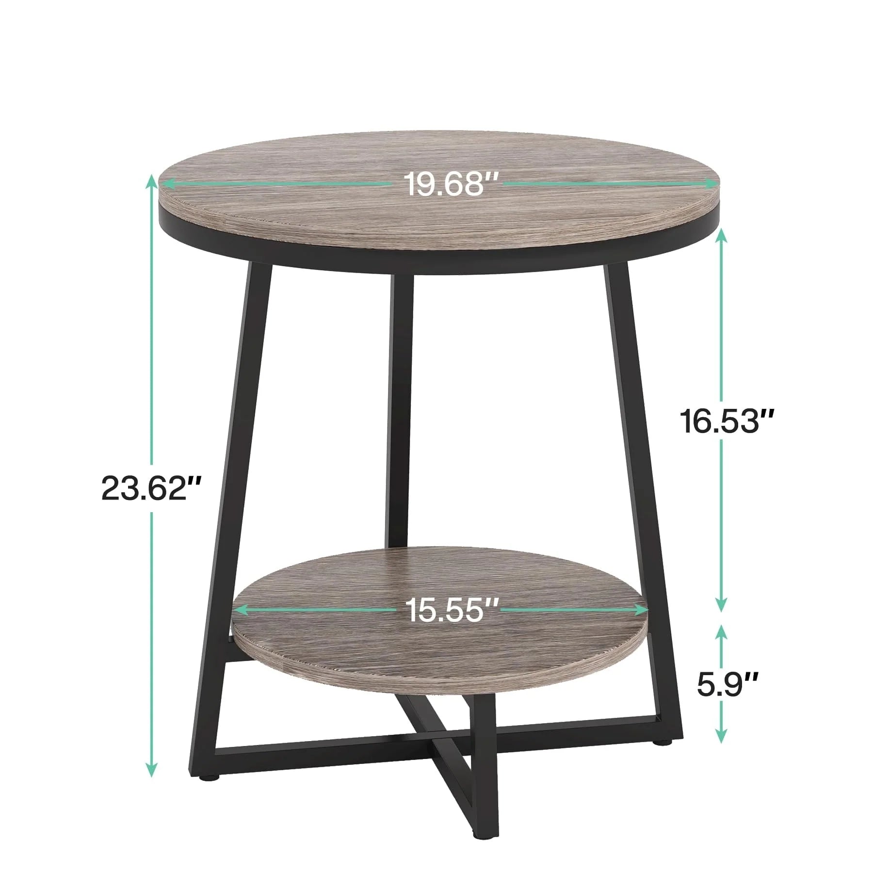 Industrial End Table, Round Side Table Table Small Coffee Accent Table