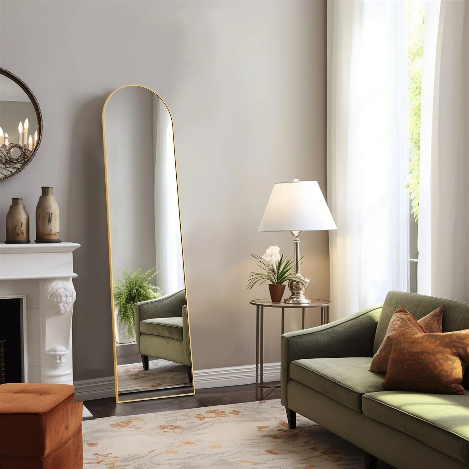 Full Length Mirror with Stand, Floor Mirror with Aluminum Alloy Frame for Bedroom, Standing Full Body Mirror for Wall, Cloakroom