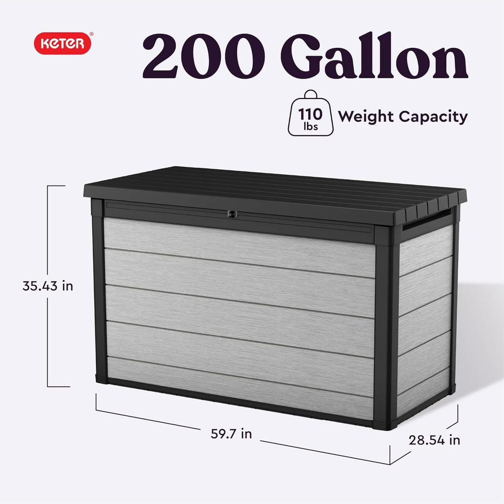 KETER Denali 200 Gallon Resin Deck Box for Outdoor Storage