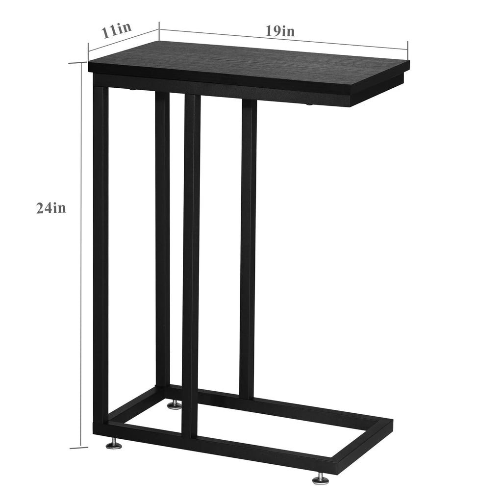 Javlergo Set of 2 C-Shaped Sofa Side Table, Small End Table for Living Room, Narrow Bedside/TV Tray Table