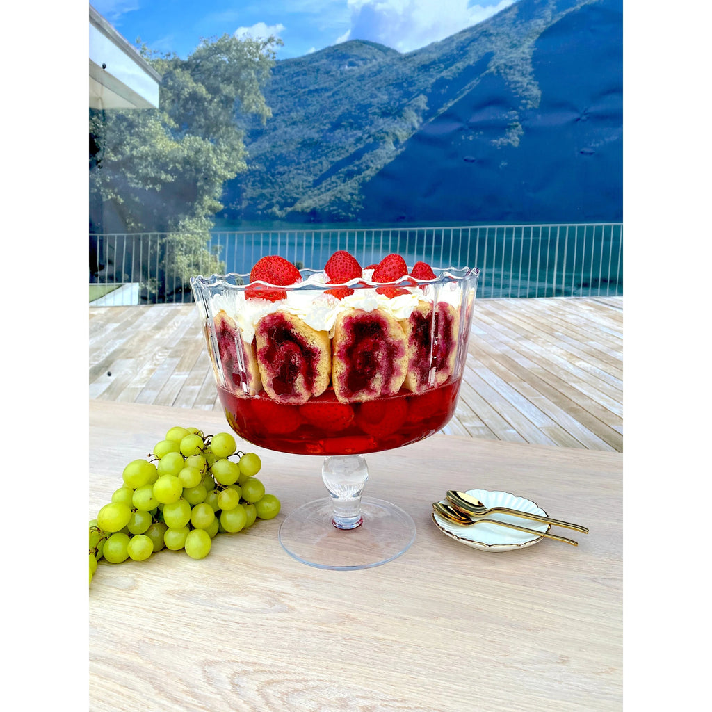 Large Glass Trifle Bowl, w/ Scallop Design-9D-168 Oz.-Majestic Gifts - 168 Oz.