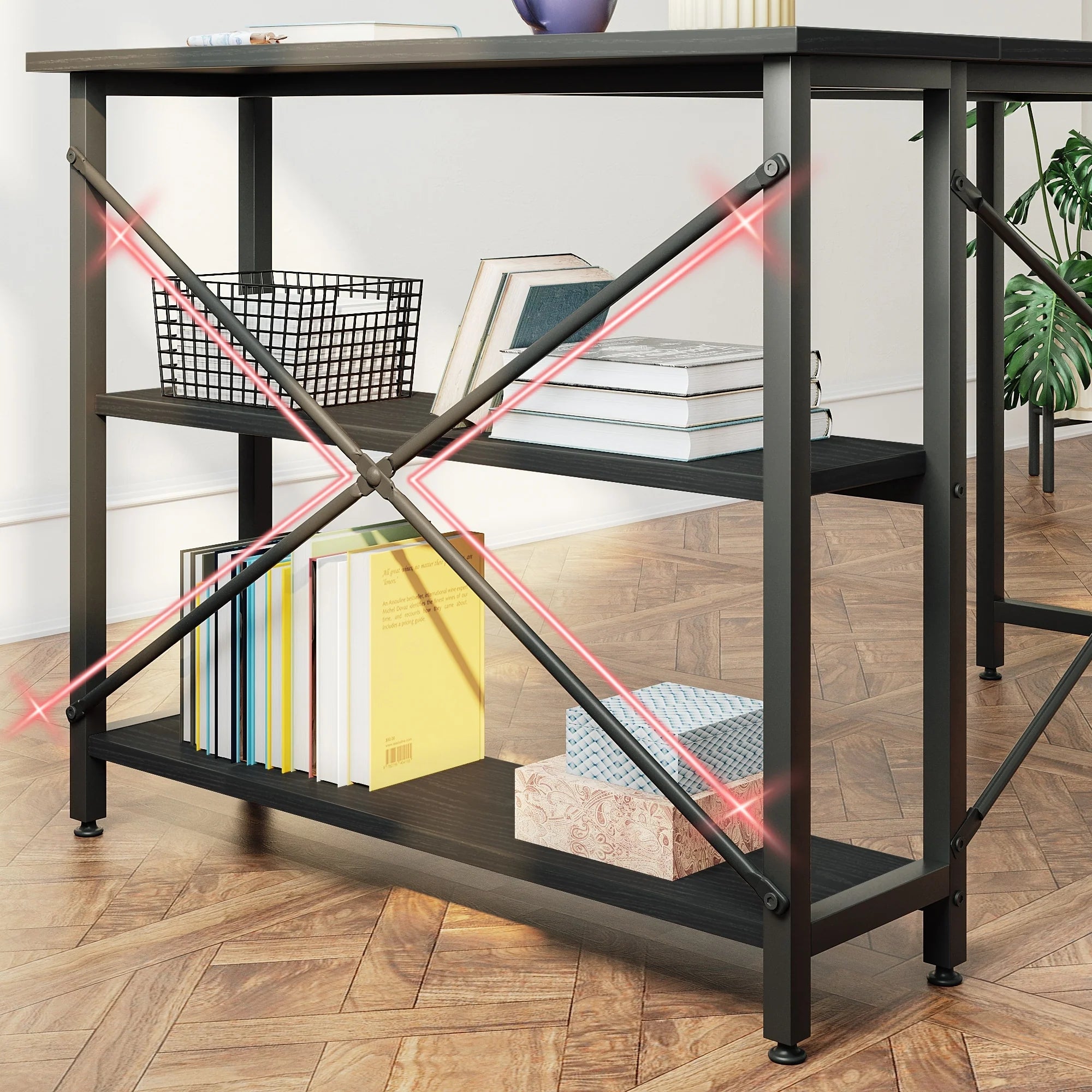 Small L Shaped Desk with Storage Shelves Corner Computer Desk